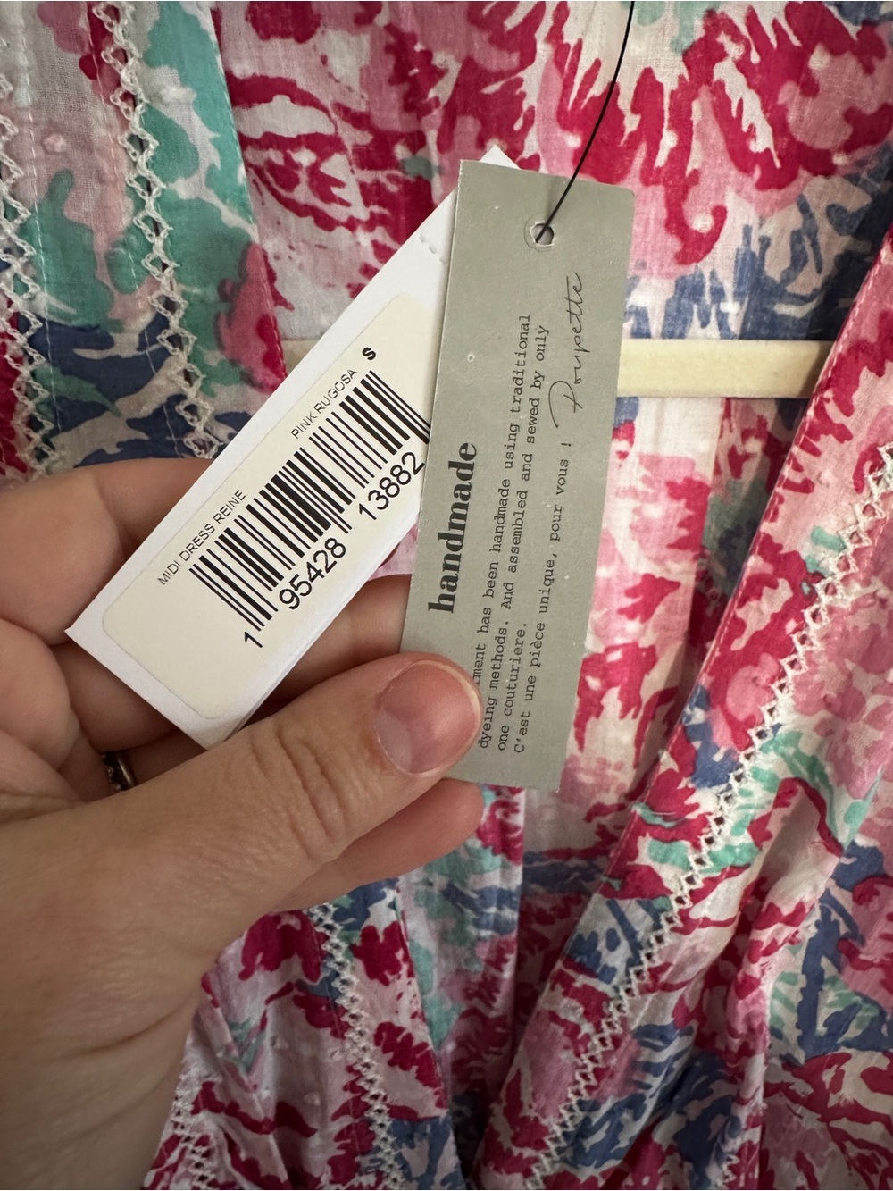 Poupette St. Barth Floral Puff-Sleeve Midi Dress in Pink, Blue, Green - Picture 4 of 5